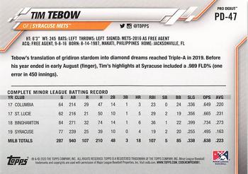 2020 Topps Pro Debut #PD-47 Tim Tebow Back