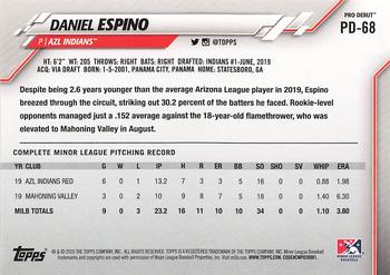 2020 Topps Pro Debut #PD-68 Daniel Espino Back