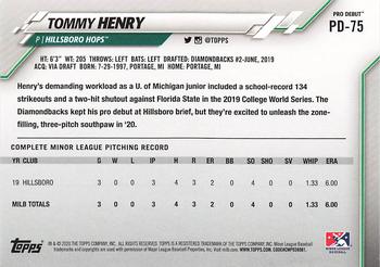 2020 Topps Pro Debut #PD-75 Tommy Henry Back