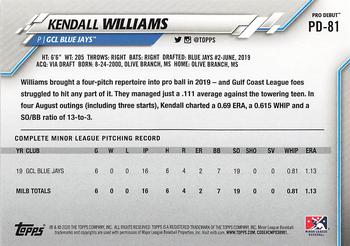 2020 Topps Pro Debut #PD-81 Kendall Williams Back