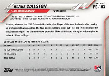 2020 Topps Pro Debut #PD-103 Blake Walston Back