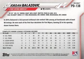 2020 Topps Pro Debut #PD-138 Jordan Balazovic Back