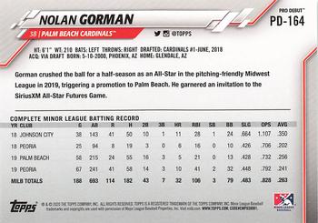 2020 Topps Pro Debut #PD-164 Nolan Gorman Back