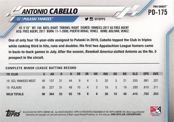2020 Topps Pro Debut #PD-175 Antonio Cabello Back