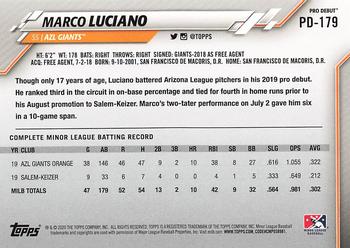 2020 Topps Pro Debut #PD-179 Marco Luciano Back