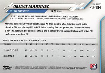 2020 Topps Pro Debut #PD-184 Orelvis Martinez Back