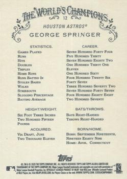 2020 Topps Allen & Ginter #12 George Springer Back