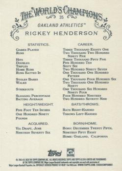 2020 Topps Allen & Ginter #35 Rickey Henderson Back