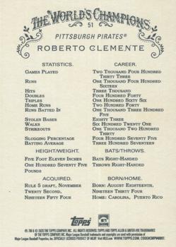 2020 Topps Allen & Ginter #51 Roberto Clemente Back