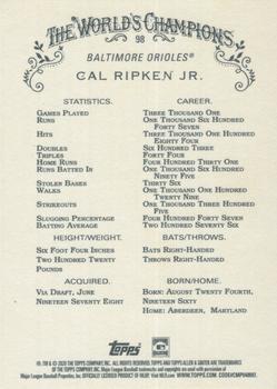 2020 Topps Allen & Ginter #98 Cal Ripken Jr. Back