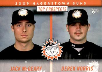 2009 MultiAd Hagerstown Suns #34 Top Prospects (Jack McGeary / Derek Norris) Front
