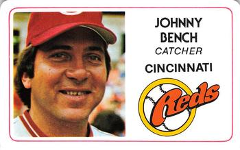 1981 Perma-Graphics Superstar Credit Cards #001 Johnny Bench Front