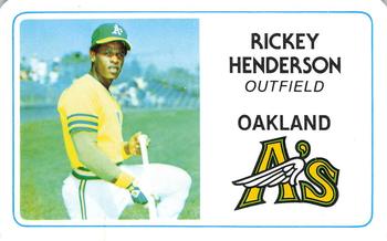 1981 Perma-Graphics Superstar Credit Cards #019 Rickey Henderson Front