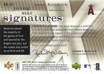 2007 SPx - Young Stars Signatures #YS-HK Howie Kendrick Back