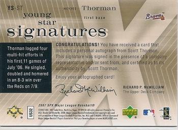 2007 SPx - Young Stars Signatures #YS-ST Scott Thorman Back