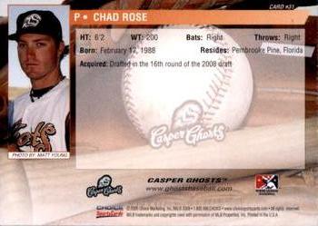2009 Choice Casper Ghosts #31 Chad Rose Back