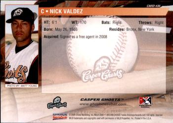2009 Choice Casper Ghosts #36 Nick Valdez Back
