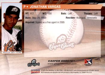 2009 Choice Casper Ghosts #37 Jonathan Vargas Back