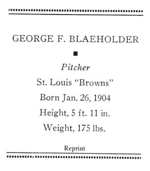 1933 Tattoo Orbit (R305) (reprint) #NNO George F. Blaeholder Back