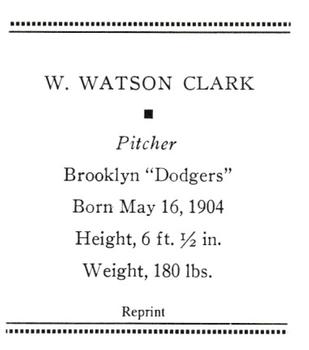 1933 Tattoo Orbit (R305) (reprint) #NNO Watty Clark Back