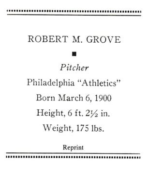 1933 Tattoo Orbit (R305) (reprint) #NNO Robert M. Grove Back