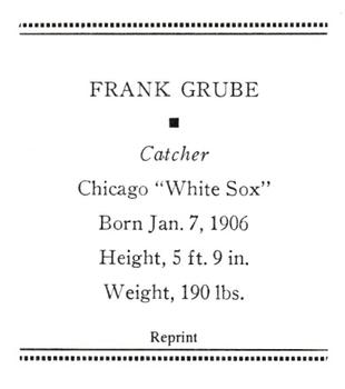 1933 Tattoo Orbit (R305) (reprint) #NNO Frank Grube Back