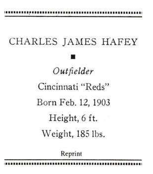 1933 Tattoo Orbit (R305) (reprint) #NNO Chick Hafey Back