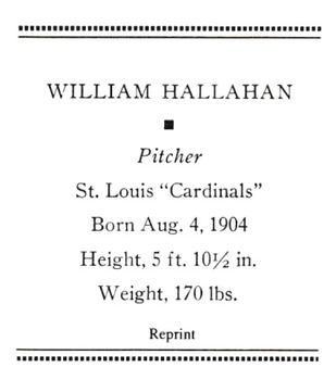1933 Tattoo Orbit (R305) (reprint) #NNO William Hallahan Back