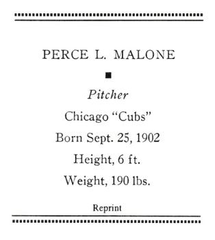 1933 Tattoo Orbit (R305) (reprint) #NNO Pat Malone Back