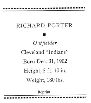 1933 Tattoo Orbit (R305) (reprint) #NNO Richard Porter Back