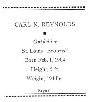 1933 Tattoo Orbit (R305) (reprint) #NNO Carl N. Reynolds Back