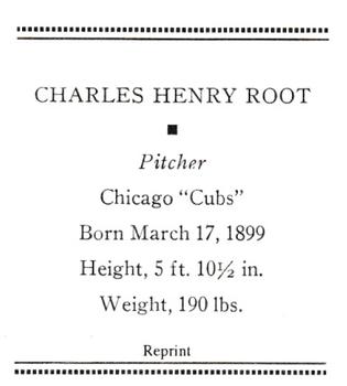 1933 Tattoo Orbit (R305) (reprint) #NNO Charles Henry Root Back