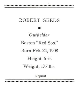 1933 Tattoo Orbit (R305) (reprint) #NNO Robert Seeds Back