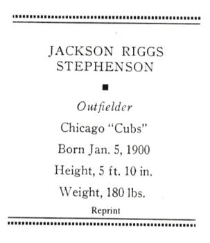 1933 Tattoo Orbit (R305) (reprint) #NNO Jackson Riggs Stephenson Back