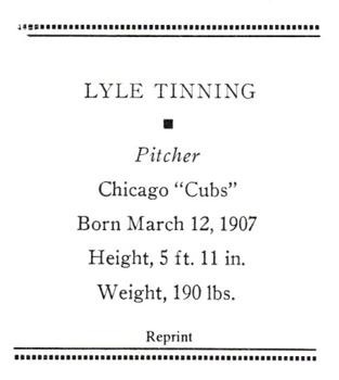 1933 Tattoo Orbit (R305) (reprint) #NNO Bud Tinning Back