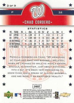 2007 Upper Deck Mother's Day Washington Nationals #3 Chad Cordero Back