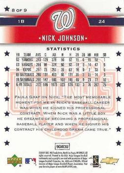 2007 Upper Deck Mother's Day Washington Nationals #8 Nick Johnson Back