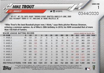 2020 Topps - Gold #1 Mike Trout Back