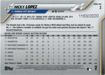 2020 Topps - Gold #3 Nicky Lopez Back