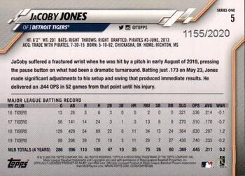 2020 Topps - Gold #5 JaCoby Jones Back