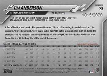2020 Topps - Gold #28 Tim Anderson Back