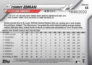 2020 Topps - Gold #44 Tommy Edman Back