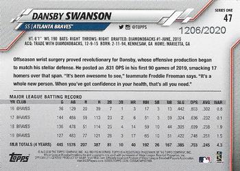 2020 Topps - Gold #47 Dansby Swanson Back