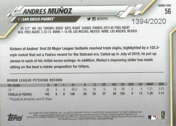 2020 Topps - Gold #56 Andres Muñoz Back
