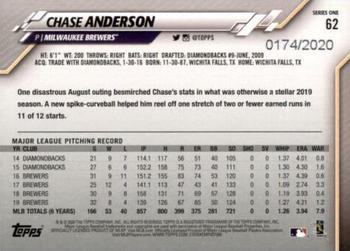2020 Topps - Gold #62 Chase Anderson Back