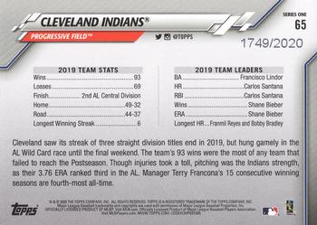 2020 Topps - Gold #65 Cleveland Indians Back