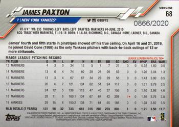 2020 Topps - Gold #68 James Paxton Back