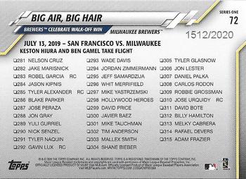2020 Topps - Gold #72 Big Air, Big Hair (Keston Hiura / Ben Gamel) Back
