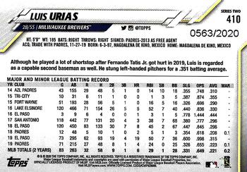 2020 Topps - Gold #410 Luis Urias Back