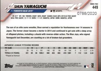 2020 Topps - Gold #449 Shun Yamaguchi Back